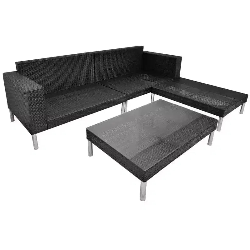 vidaXL Juego de muebles de patio 4 piezas Juego de conversación con cojines Ratán sintético
