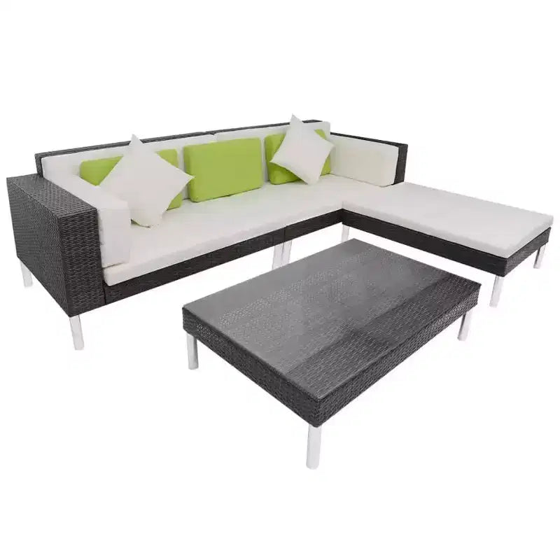 vidaXL Juego de muebles de patio 4 piezas Juego de conversación con cojines Ratán sintético