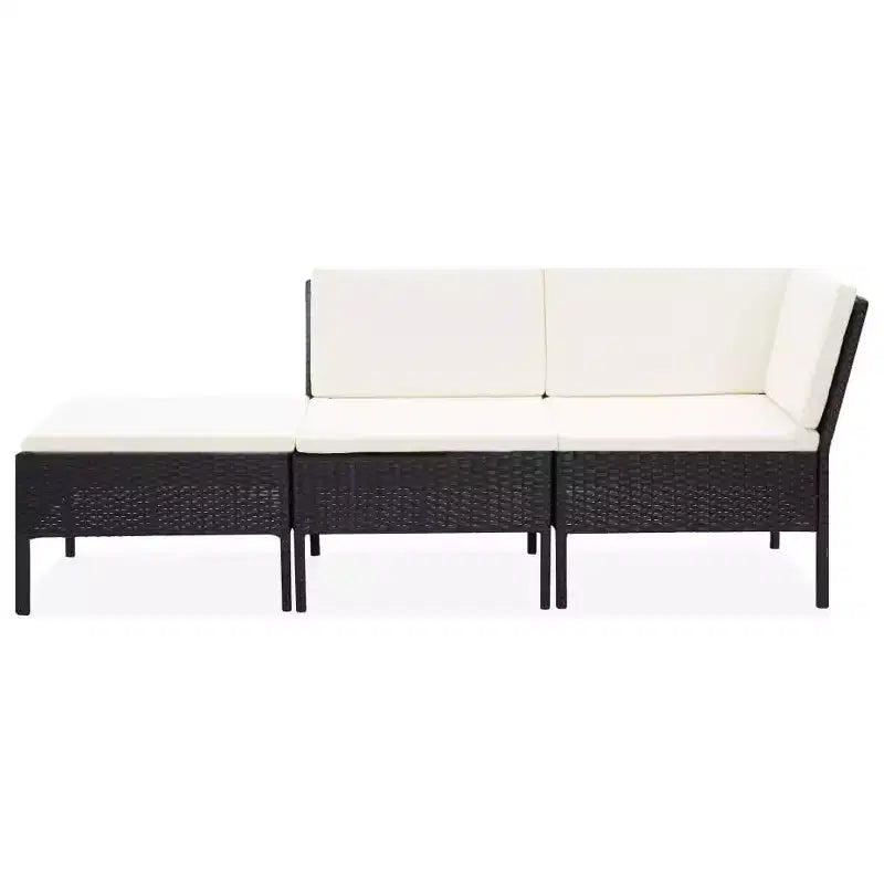 vidaXL Conjunto de muebles de patio 3 piezas de sofá para exterior con reposapiés ratán sintético