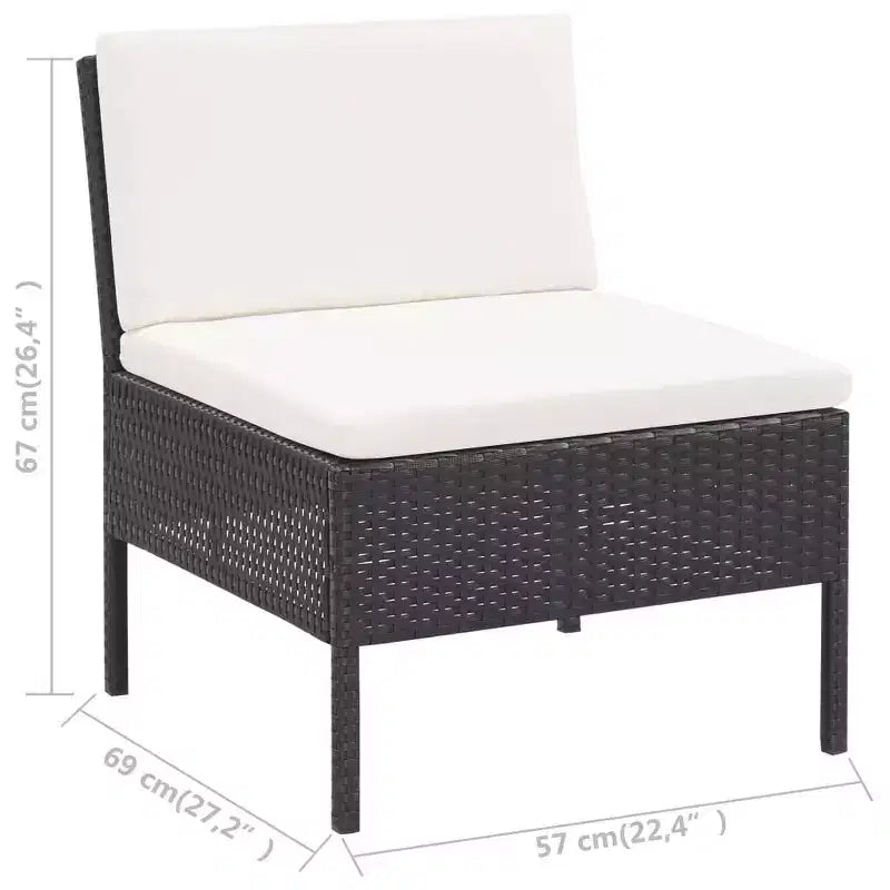 vidaXL Conjunto de muebles de patio 3 piezas de sofá para exterior con reposapiés ratán sintético