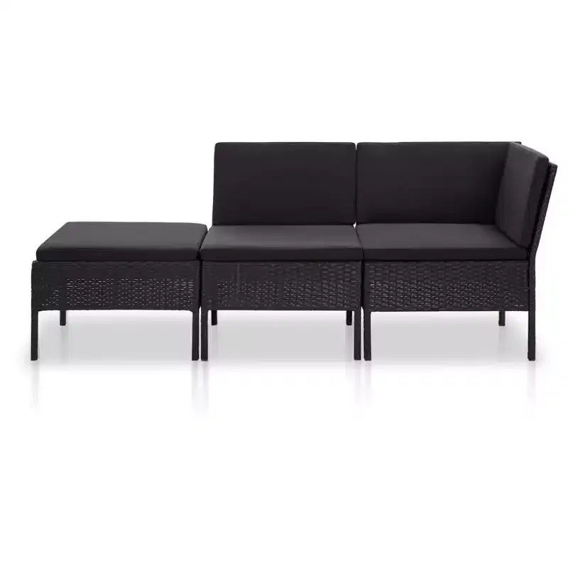 vidaXL Conjunto de muebles de patio 3 piezas de sofá para exterior con reposapiés ratán sintético