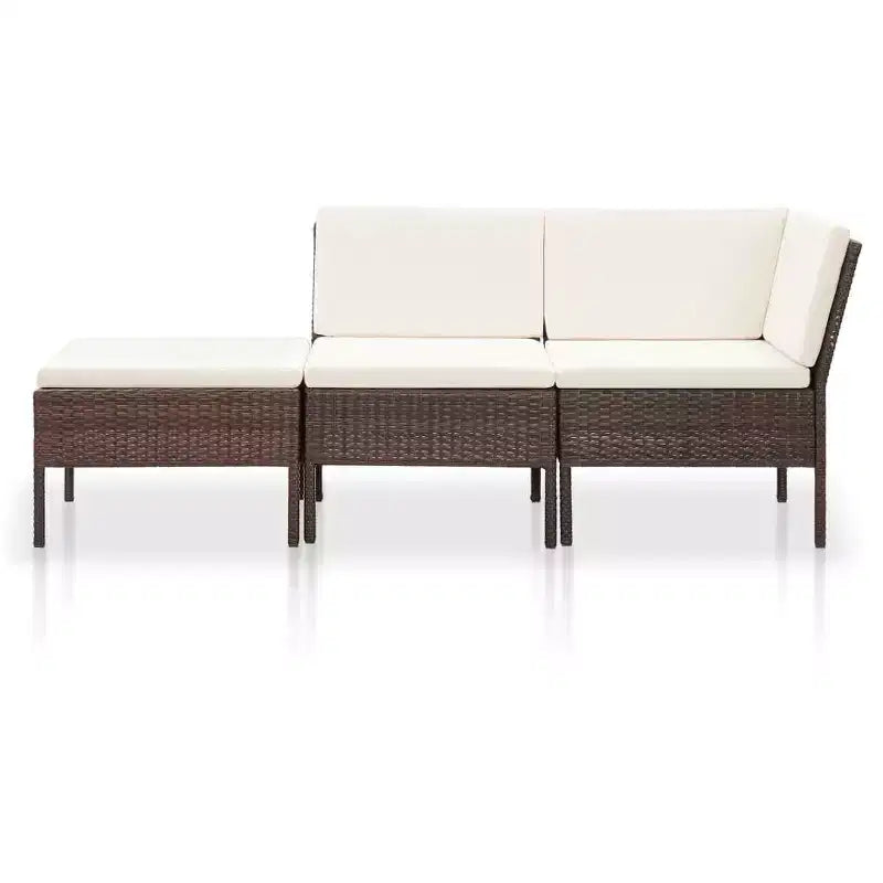 vidaXL Conjunto de muebles de patio 3 piezas de sofá para exterior con reposapiés ratán sintético