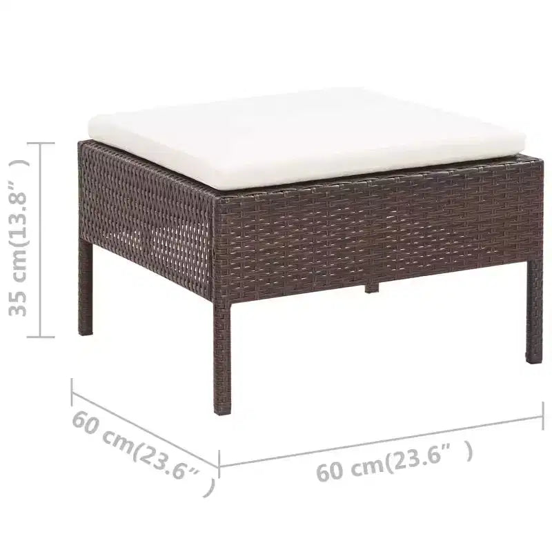 vidaXL Conjunto de muebles de patio 3 piezas de sofá para exterior con reposapiés ratán sintético