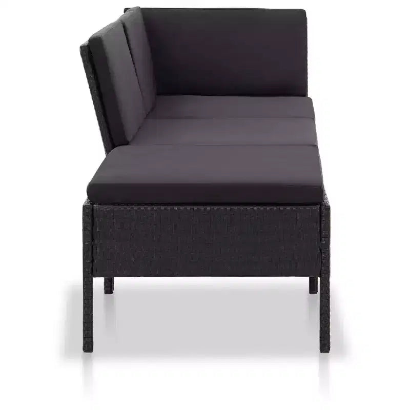 vidaXL Conjunto de muebles de patio 3 piezas de sofá para exterior con reposapiés ratán sintético