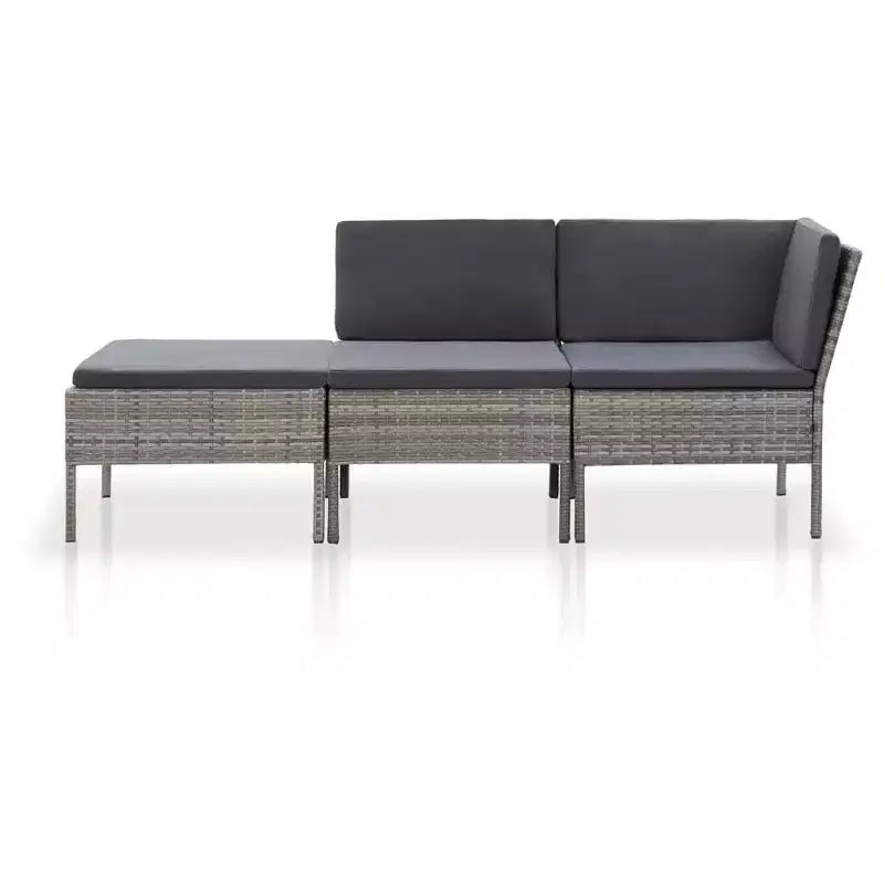 vidaXL Conjunto de muebles de patio 3 piezas de sofá para exterior con reposapiés ratán sintético