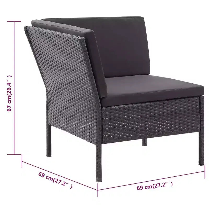 vidaXL Conjunto de muebles de patio 3 piezas de sofá para exterior con reposapiés ratán sintético