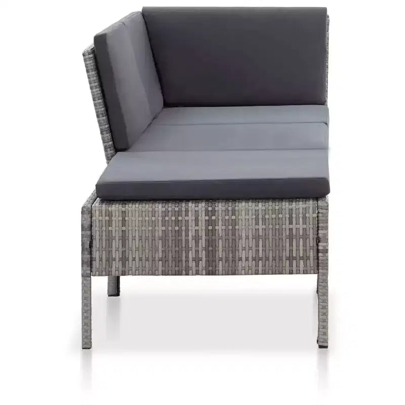 vidaXL Conjunto de muebles de patio 3 piezas de sofá para exterior con reposapiés ratán sintético