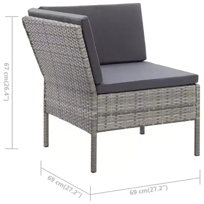 vidaXL Conjunto de muebles de patio 3 piezas de sofá para exterior con reposapiés ratán sintético