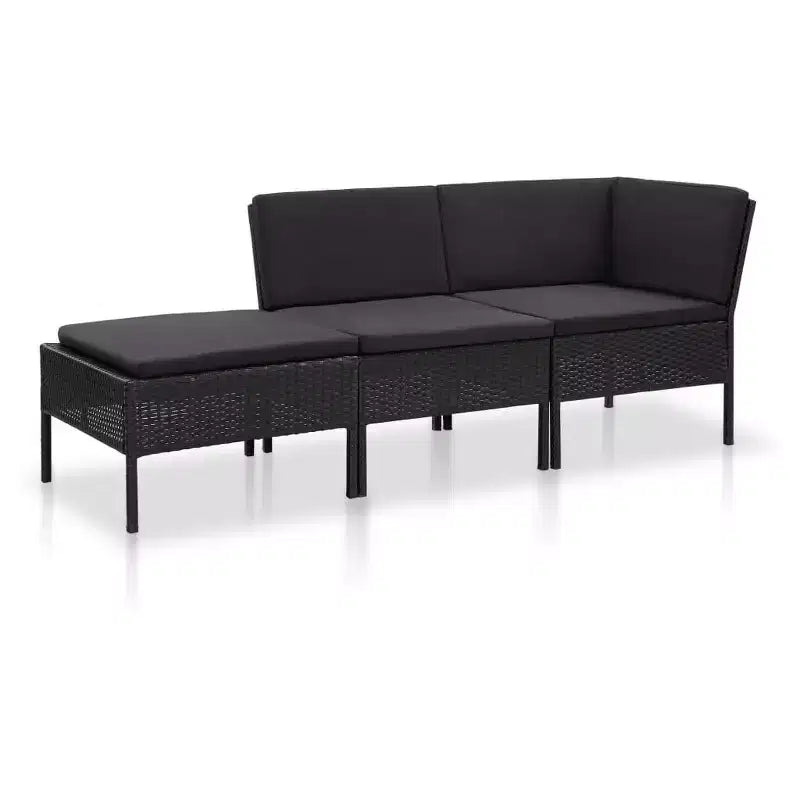vidaXL Conjunto de muebles de patio 3 piezas de sofá para exterior con reposapiés ratán sintético