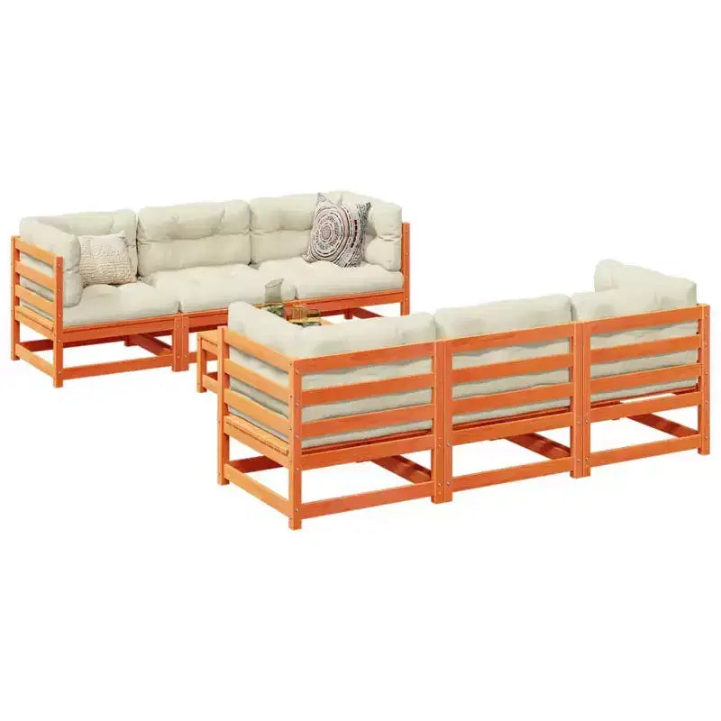 vidaXL Patio Sofa Set Outdoor Conversation Furniture 7 Piece Solid Wood Pine