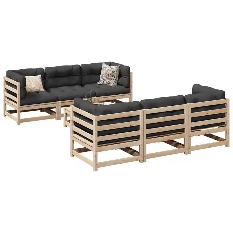vidaXL Patio Sofa Set Outdoor Conversation Furniture 7 Piece Solid Wood Pine