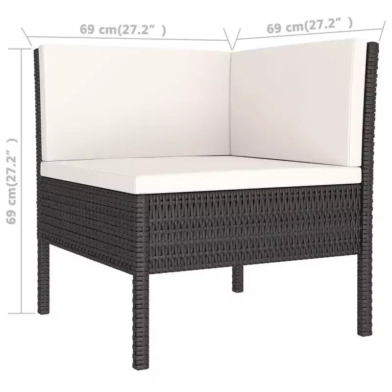 vidaXL Patio Furniture Set 3 Piece Outdoor Sectional Sofa Set Poly Rattan