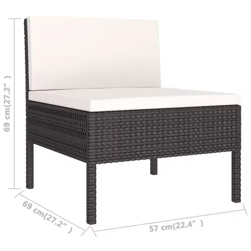 vidaXL Patio Furniture Set 3 Piece Outdoor Sectional Sofa Set Poly Rattan