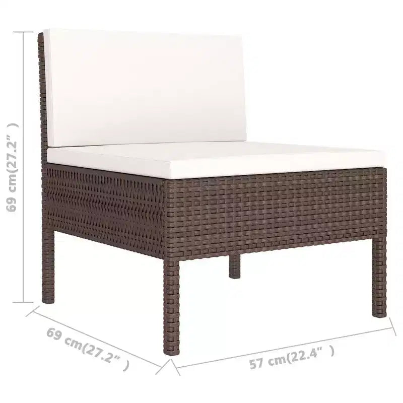 vidaXL Patio Furniture Set 3 Piece Outdoor Sectional Sofa Set Poly Rattan