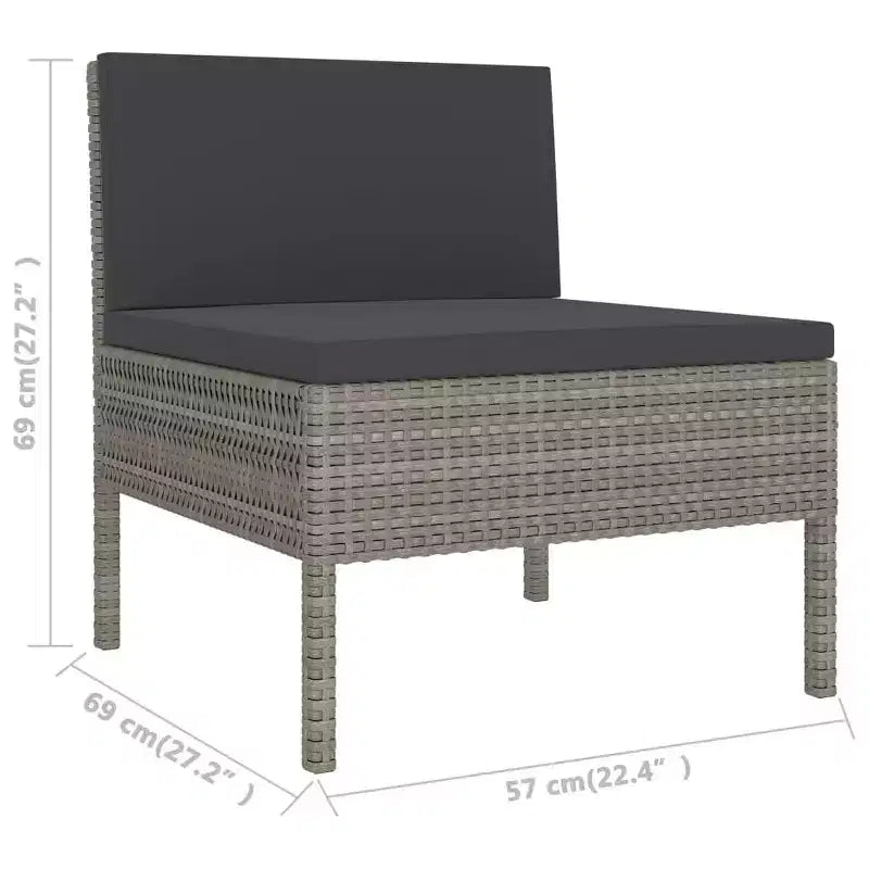 vidaXL Patio Furniture Set 3 Piece Outdoor Sectional Sofa Set Poly Rattan