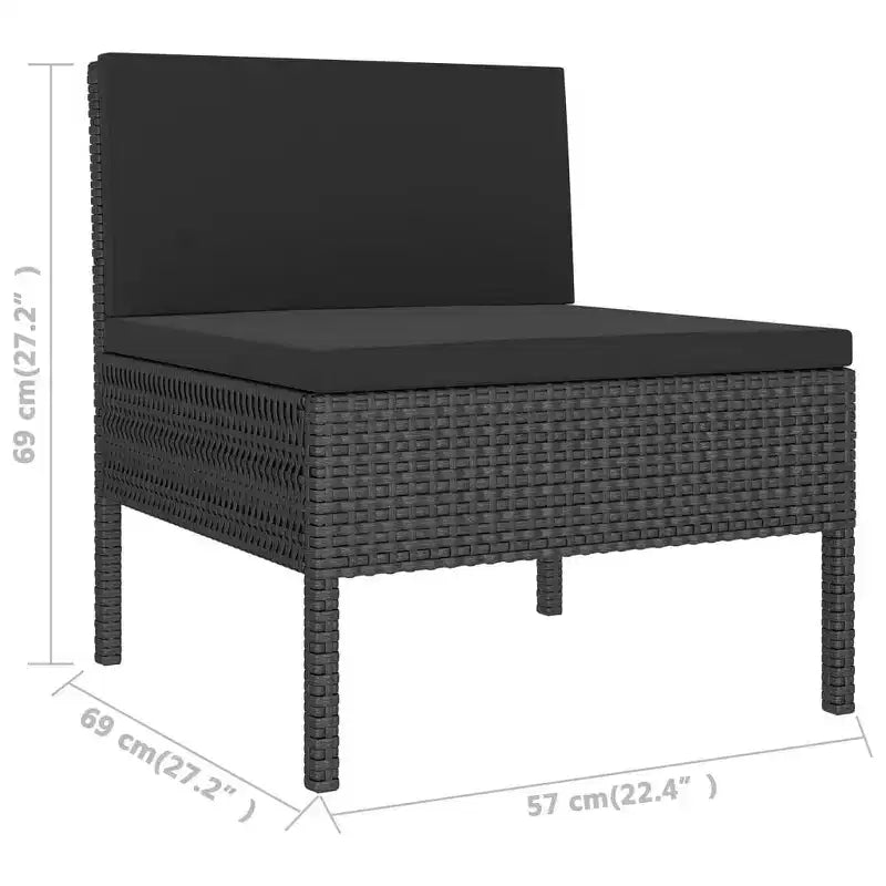vidaXL Patio Furniture Set 3 Piece Outdoor Sectional Sofa Set Poly Rattan