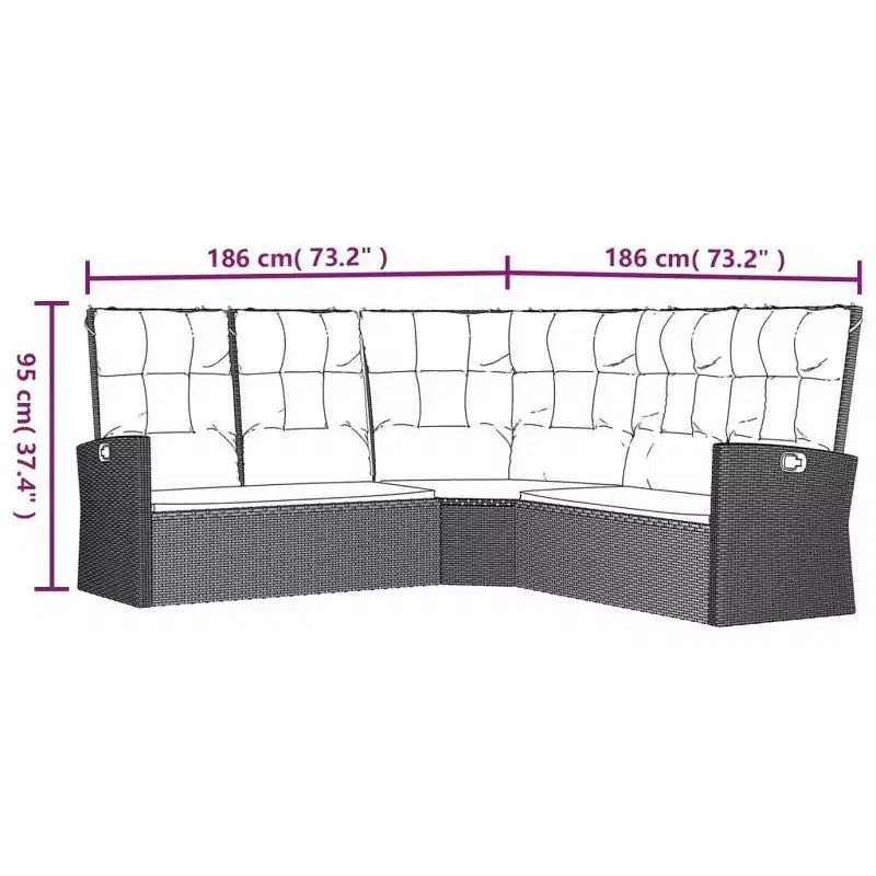 vidaXL Patio Furniture Set 4 Piece Sectional Sofa with Cushions Poly Rattan
