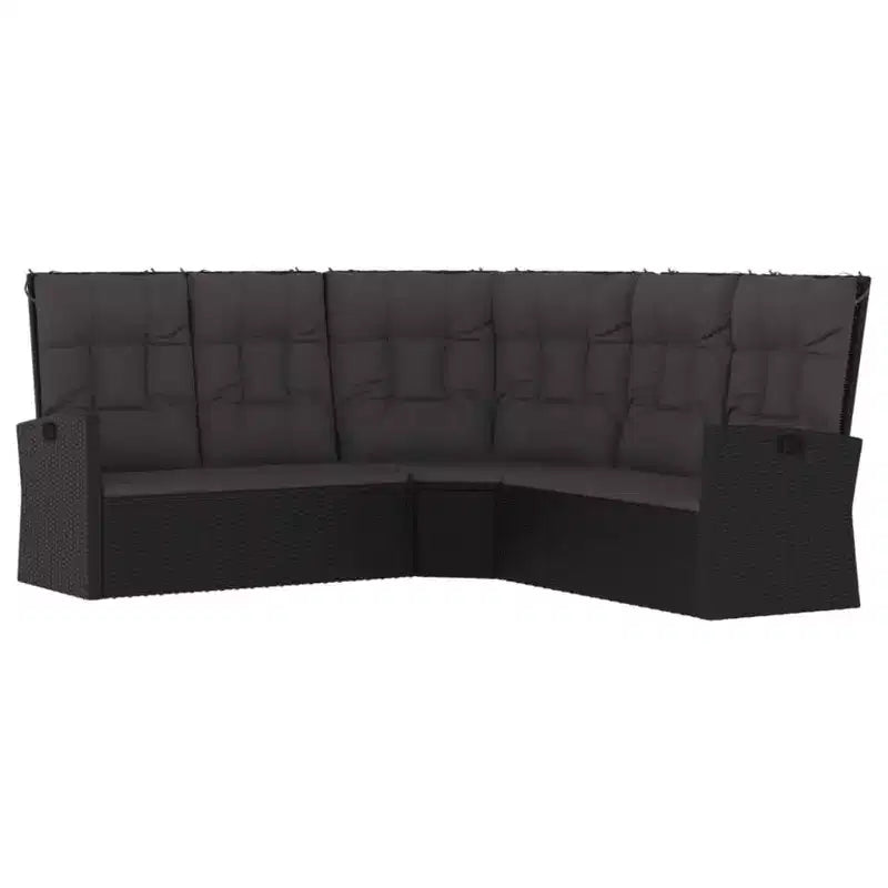 vidaXL Patio Furniture Set 4 Piece Sectional Sofa with Cushions Poly Rattan