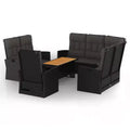 vidaXL Patio Furniture Set 4 Piece Sectional Sofa with Cushions Poly Rattan