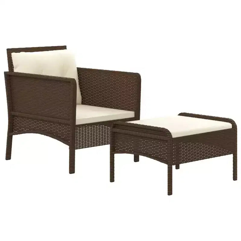 vidaXL Patio Furniture Set 2 Piece Outdoor Chair with Cushions Poly Rattan