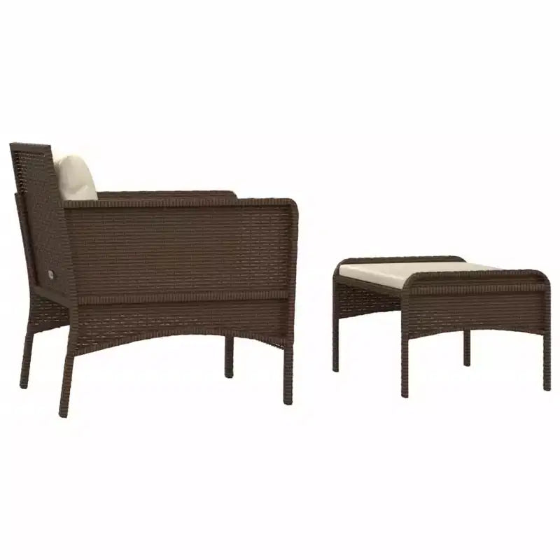 vidaXL Patio Furniture Set 2 Piece Outdoor Chair with Cushions Poly Rattan