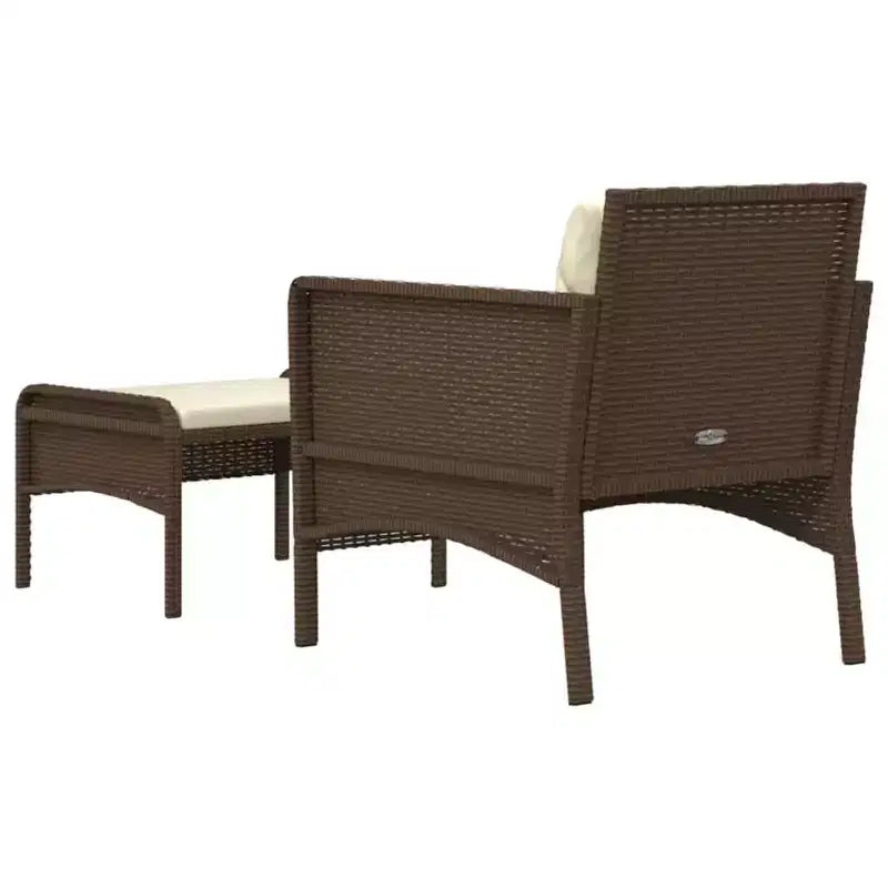 vidaXL Patio Furniture Set 2 Piece Outdoor Chair with Cushions Poly Rattan