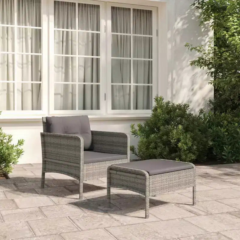 vidaXL Patio Furniture Set 2 Piece Outdoor Chair with Cushions Poly Rattan