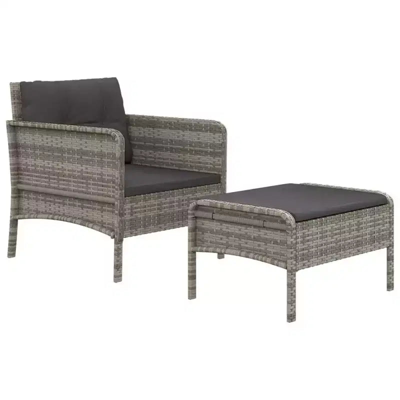 vidaXL Patio Furniture Set 2 Piece Outdoor Chair with Cushions Poly Rattan