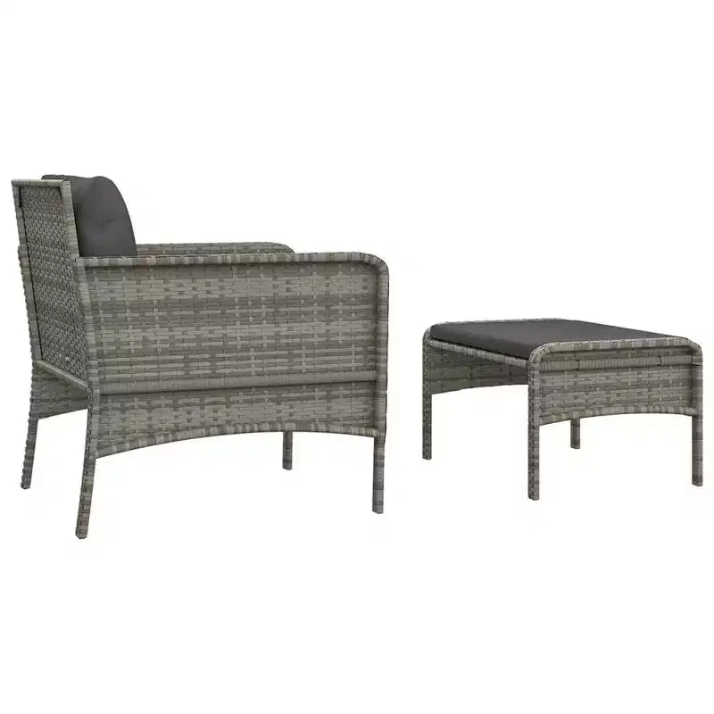 vidaXL Patio Furniture Set 2 Piece Outdoor Chair with Cushions Poly Rattan