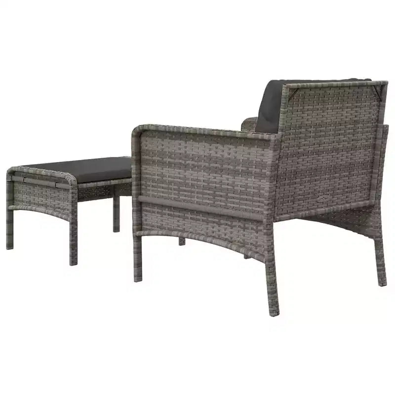 vidaXL Patio Furniture Set 2 Piece Outdoor Chair with Cushions Poly Rattan