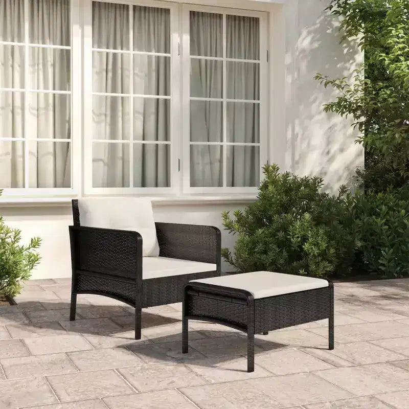 vidaXL Patio Furniture Set 2 Piece Outdoor Chair with Cushions Poly Rattan
