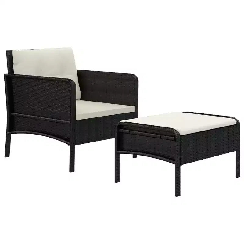 vidaXL Patio Furniture Set 2 Piece Outdoor Chair with Cushions Poly Rattan