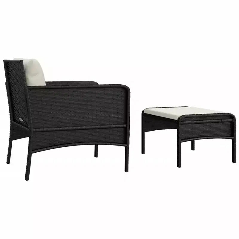 vidaXL Patio Furniture Set 2 Piece Outdoor Chair with Cushions Poly Rattan