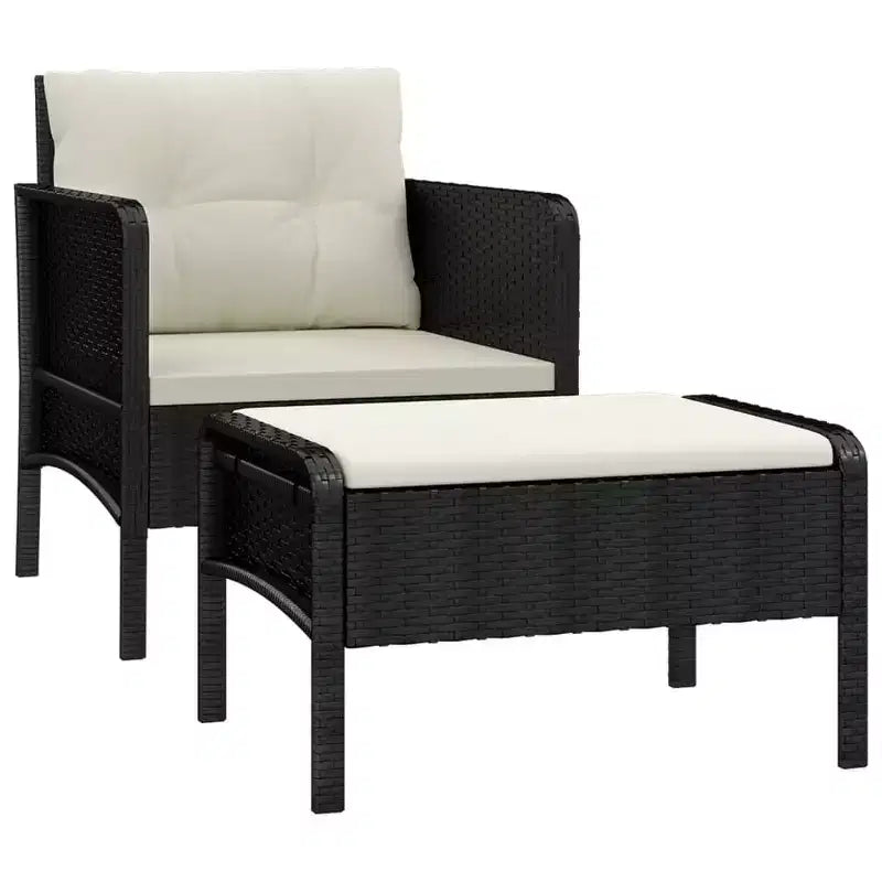 vidaXL Patio Furniture Set 2 Piece Outdoor Chair with Cushions Poly Rattan