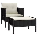 vidaXL Patio Furniture Set 2 Piece Outdoor Chair with Cushions Poly Rattan