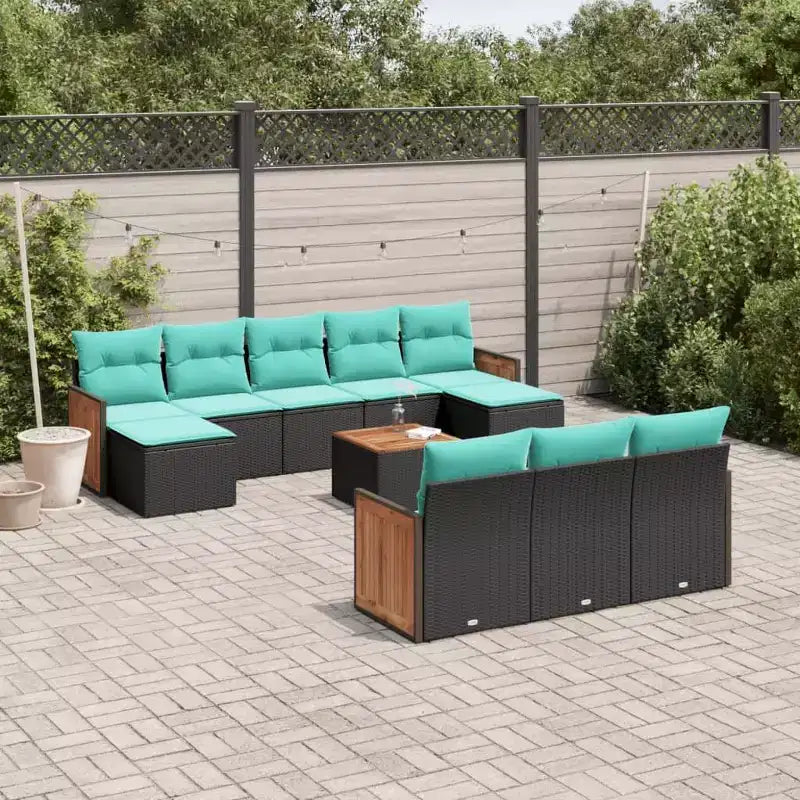 vidaXL Juego de sofás de patio negro, azul