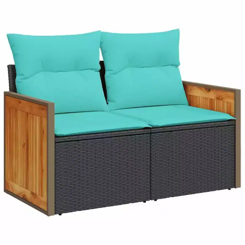 vidaXL Juego de sofás de patio negro, azul