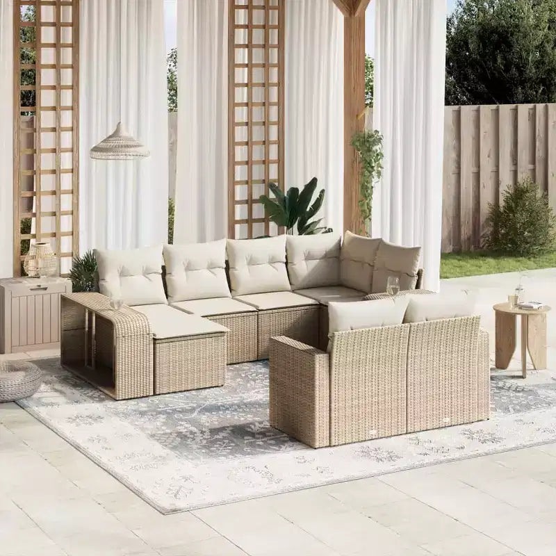 vidaXL Juego de Sofás para Patio con Cojines Muebles de Exterior 10 Piezas Ratán Sintético