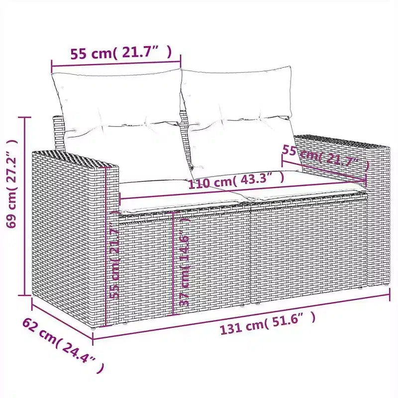 vidaXL Juego de Sofás para Patio con Cojines Muebles de Exterior 10 Piezas Ratán Sintético