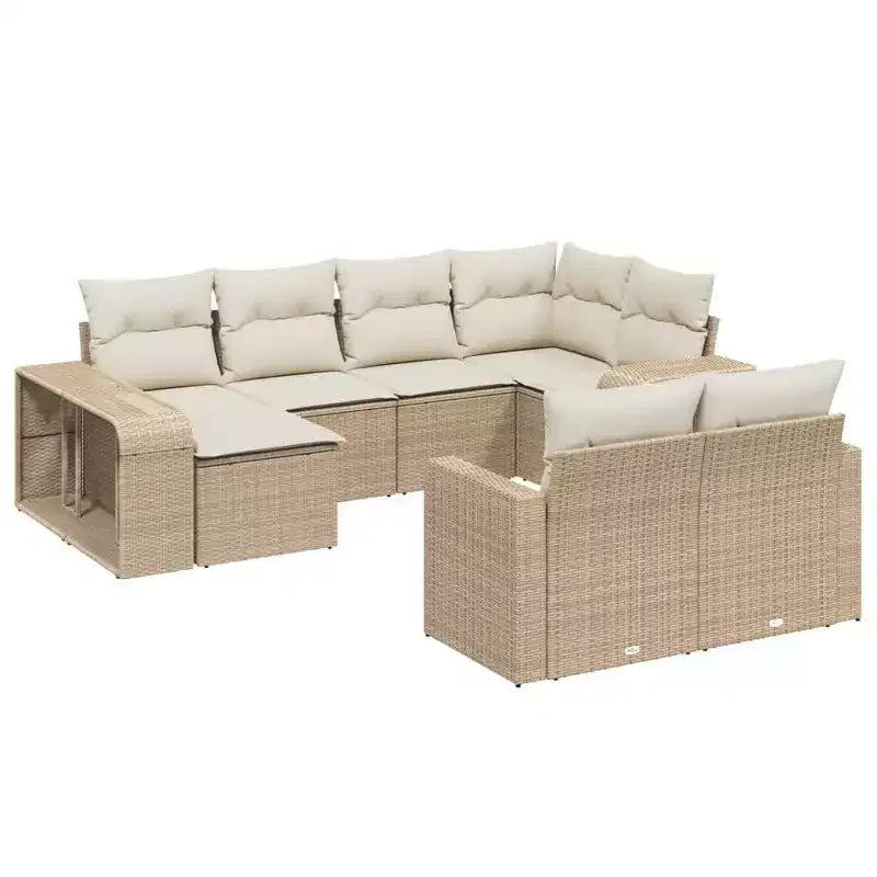 vidaXL Juego de Sofás para Patio con Cojines Muebles de Exterior 10 Piezas Ratán Sintético
