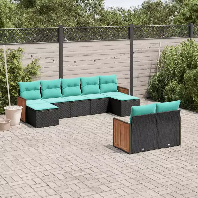 vidaXL Patio Sofa Set, Modular Outdoor Sectional with Cushions, Poly Rattan, Black or Gray, With or Without Table