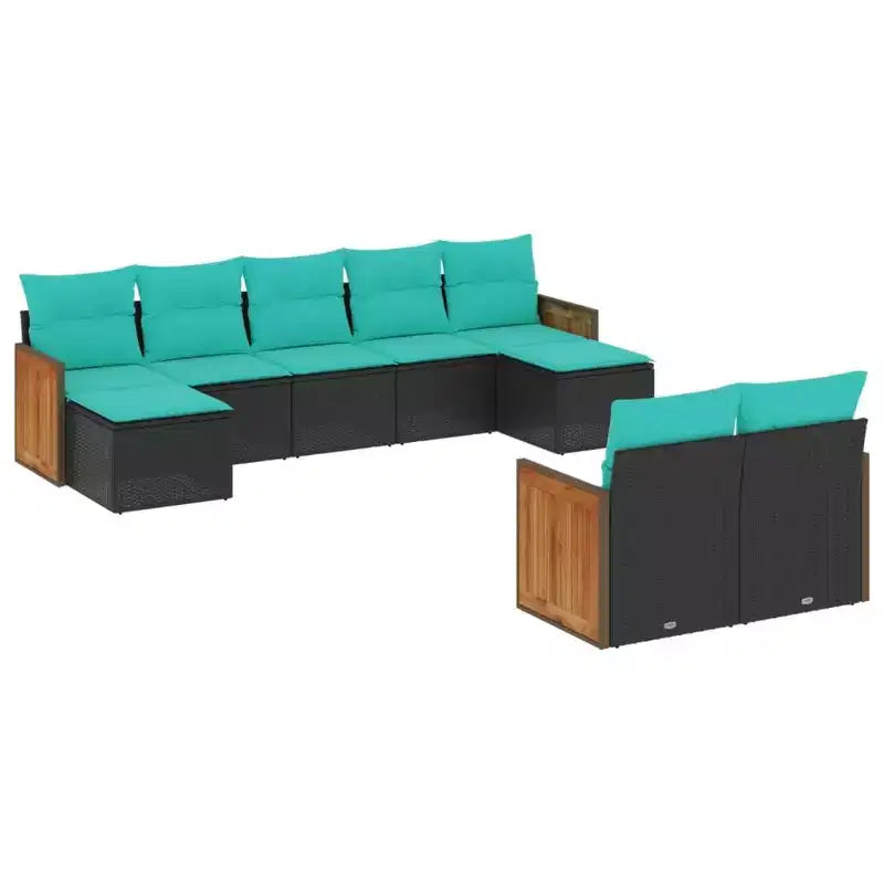 vidaXL Patio Sofa Set, Modular Outdoor Sectional with Cushions, Poly Rattan, Black or Gray, With or Without Table