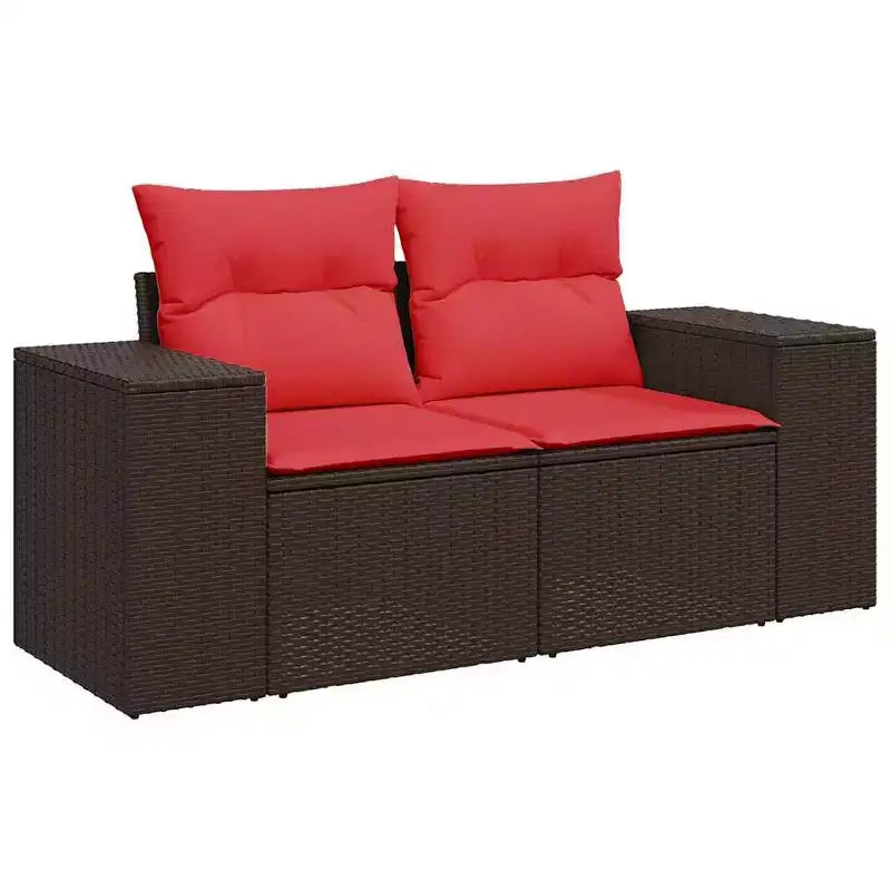 vidaXL Patio Sofa Set, PE Rattan and Powder-Coated Steel, Indoor/Outdoor Modular Sectional, 7-Piece
