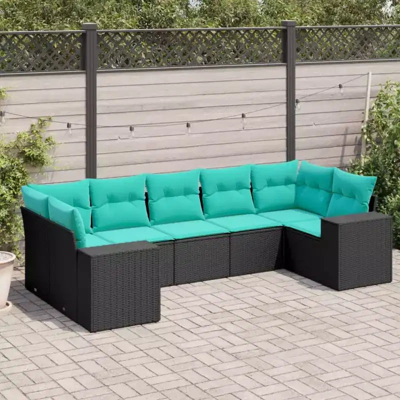 vidaXL Patio Sofa Set, PE Rattan and Powder-Coated Steel, Indoor/Outdoor Modular Sectional, 7-Piece