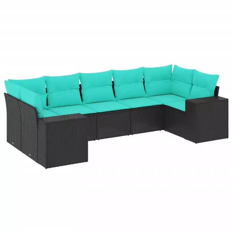 vidaXL Patio Sofa Set, PE Rattan and Powder-Coated Steel, Indoor/Outdoor Modular Sectional, 7-Piece