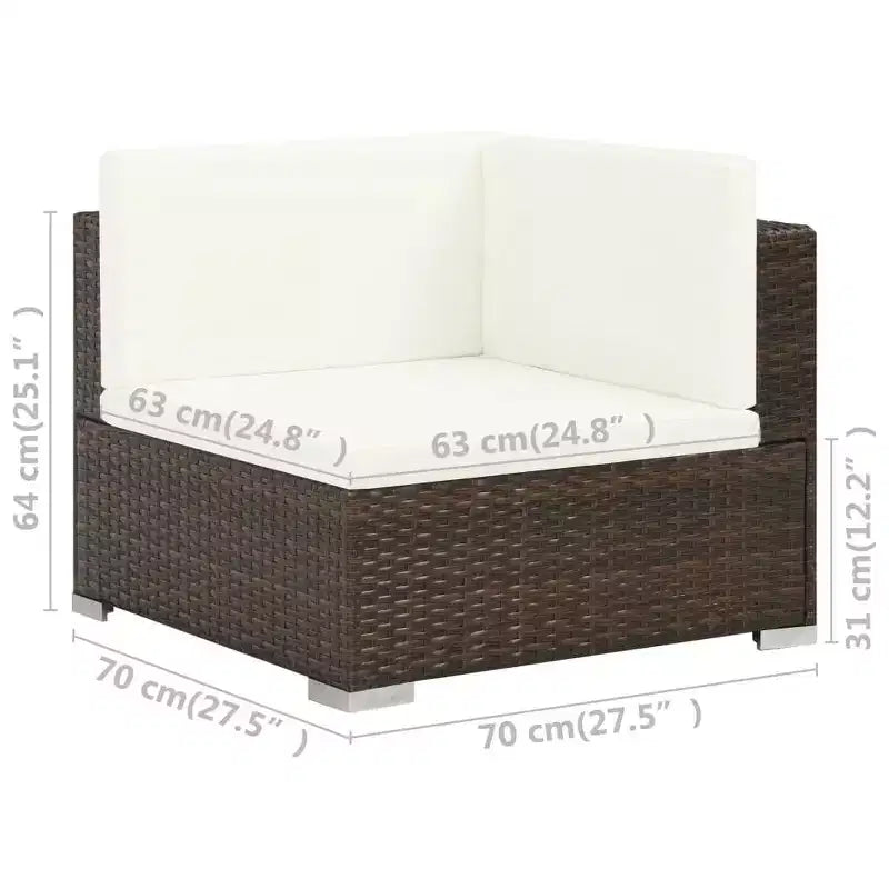 vidaXL Patio Furniture Set 6 Piece Outdoor Sofa with Coffee Table Poly Rattan