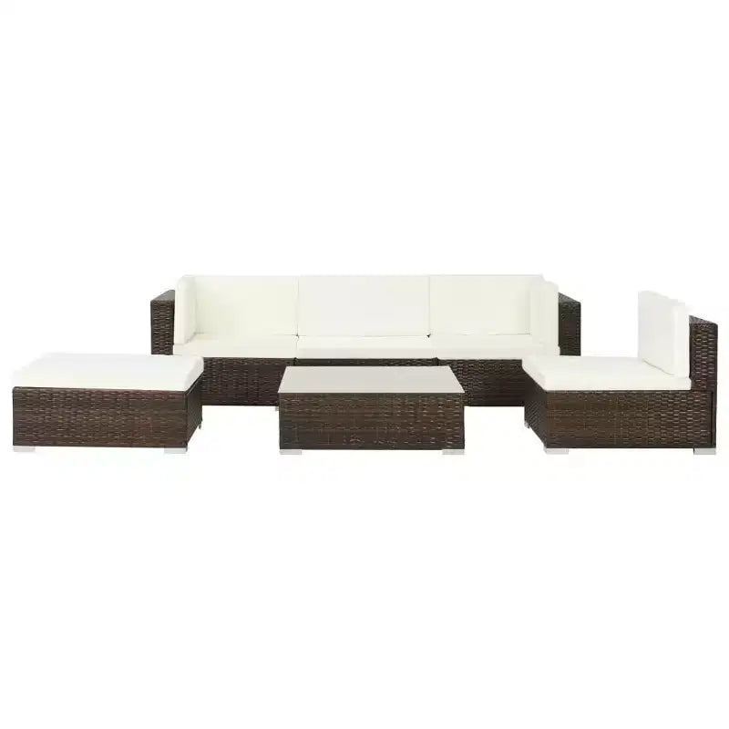vidaXL Patio Furniture Set 6 Piece Outdoor Sofa with Coffee Table Poly Rattan