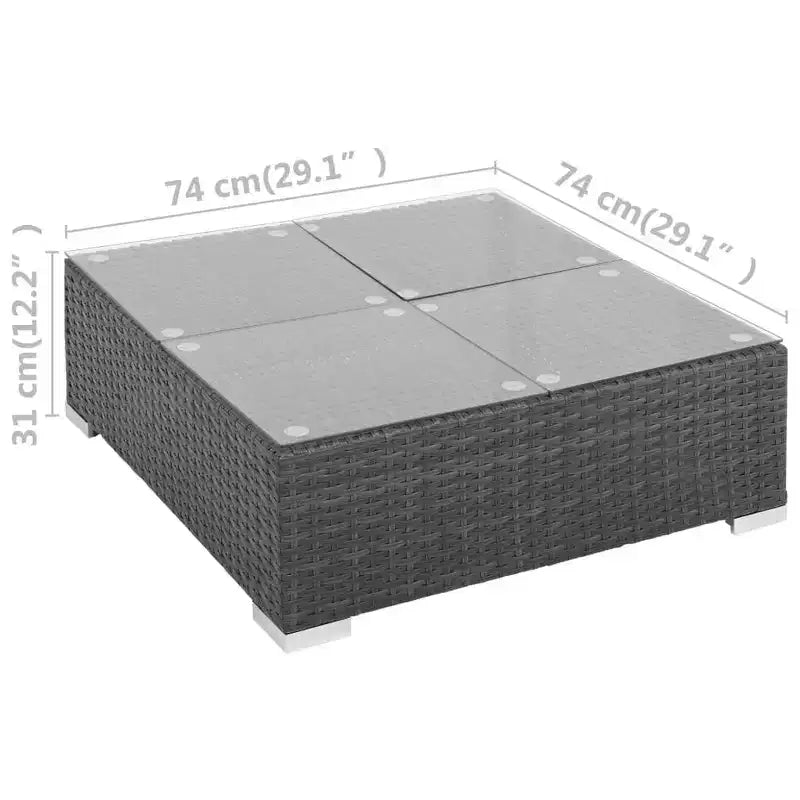 vidaXL Patio Furniture Set 6 Piece Outdoor Sofa with Coffee Table Poly Rattan