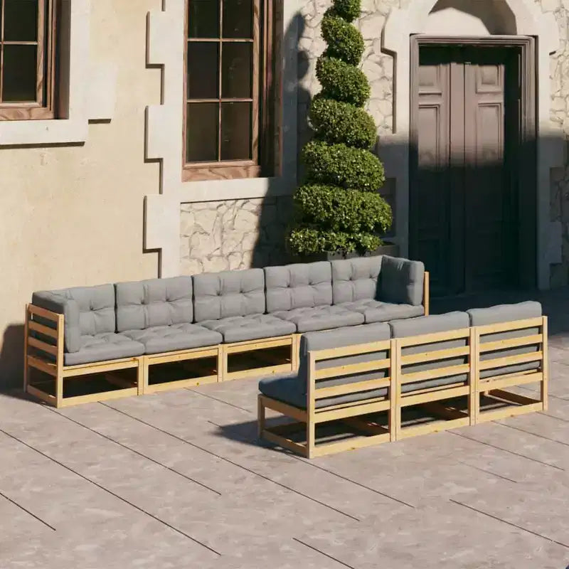 vidaXL Patio Furniture Set 8 Piece Sofa Set with Cushions Solid Wood Pine