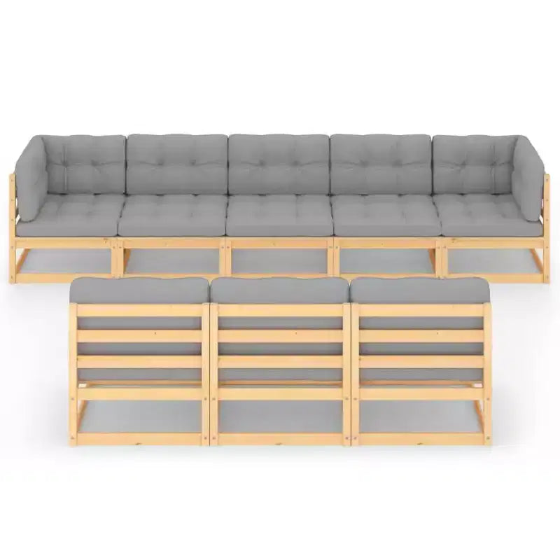 vidaXL Patio Furniture Set 8 Piece Sofa Set with Cushions Solid Wood Pine